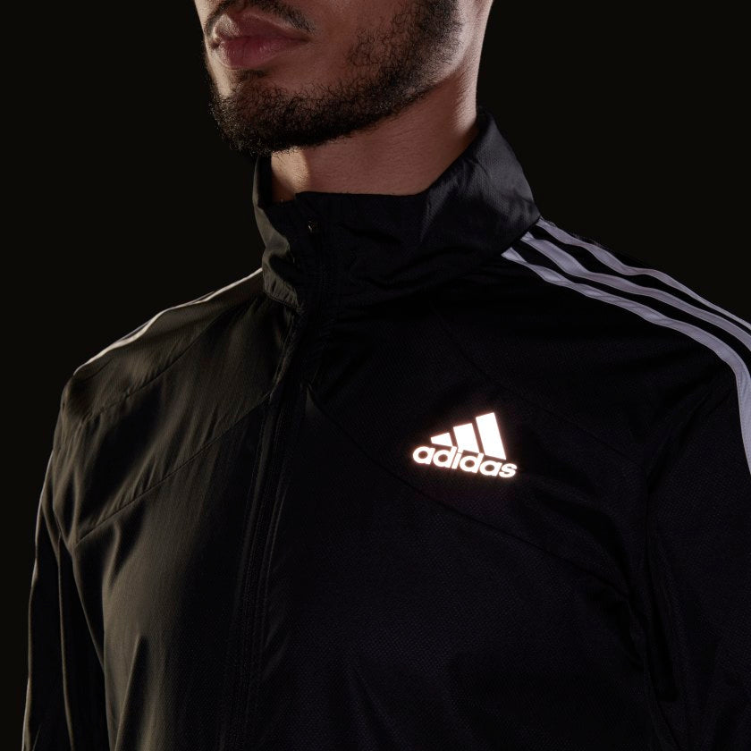 adidas MARATHON 3-Stripes Running Jacket | Black | Men's