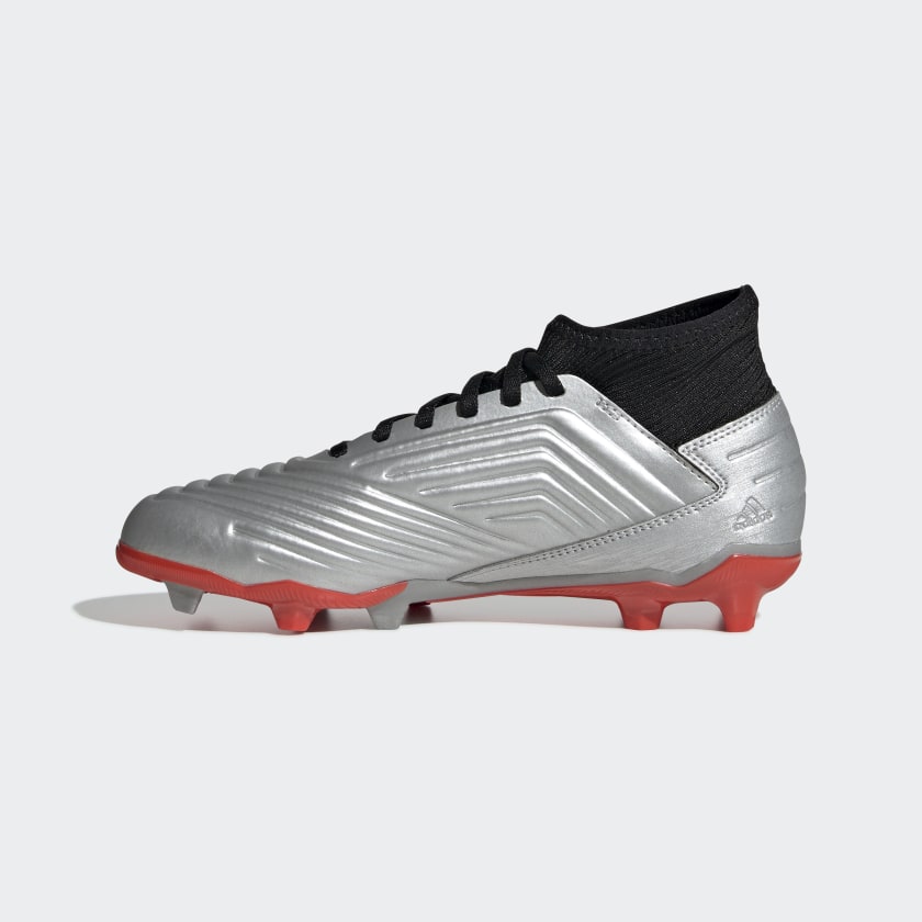 adidas Jr. PREDATOR 19.3 Firm Ground Soccer | Silver Metallic | stripe 3 adidas