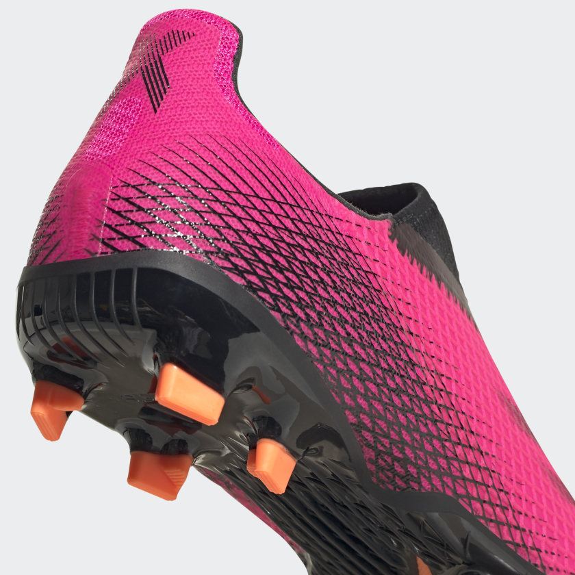 adidas Jr. X GHOSTED.3 LACELESS Firm Ground Soccer Cleats | Shock Pink | Unisex