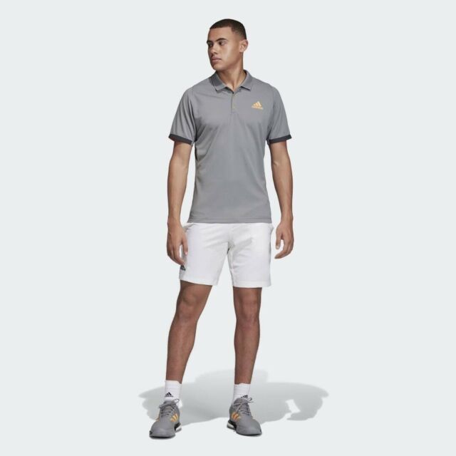 NEW Tennis Polo Shirt | Grey-Orange Men's | stripe 3 adidas